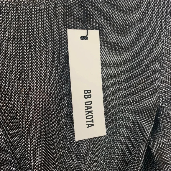 BB Dakota Dress What's Your Shine Metallic Long Sleeve in Gunmetal Size XS NWT - Picture 10 of 14